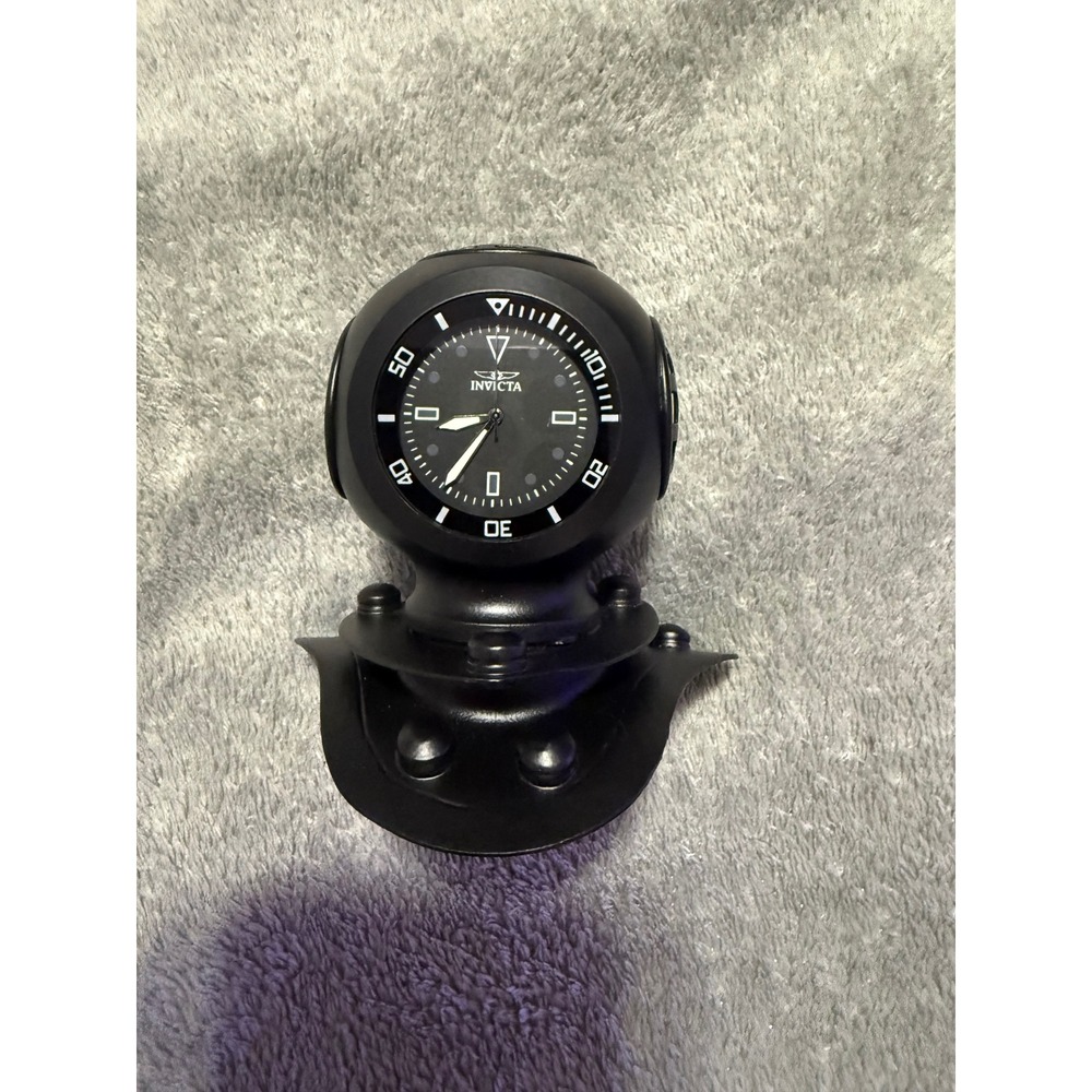 Invicta Desk Clock Unisex OS Black Pro Diver 59039 Diving Helmet Style Decor